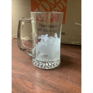 Stetson Etched Roping Horses Glass Beer Mug, 5.5" tall